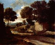 Nicolas Poussin Landscape with Travellers Resting painting